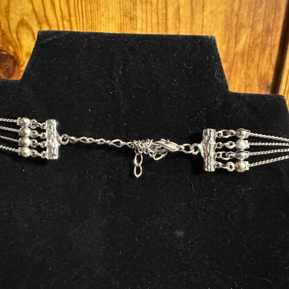 Multi Strand Silver Tone Moon Statement Necklace - image 4